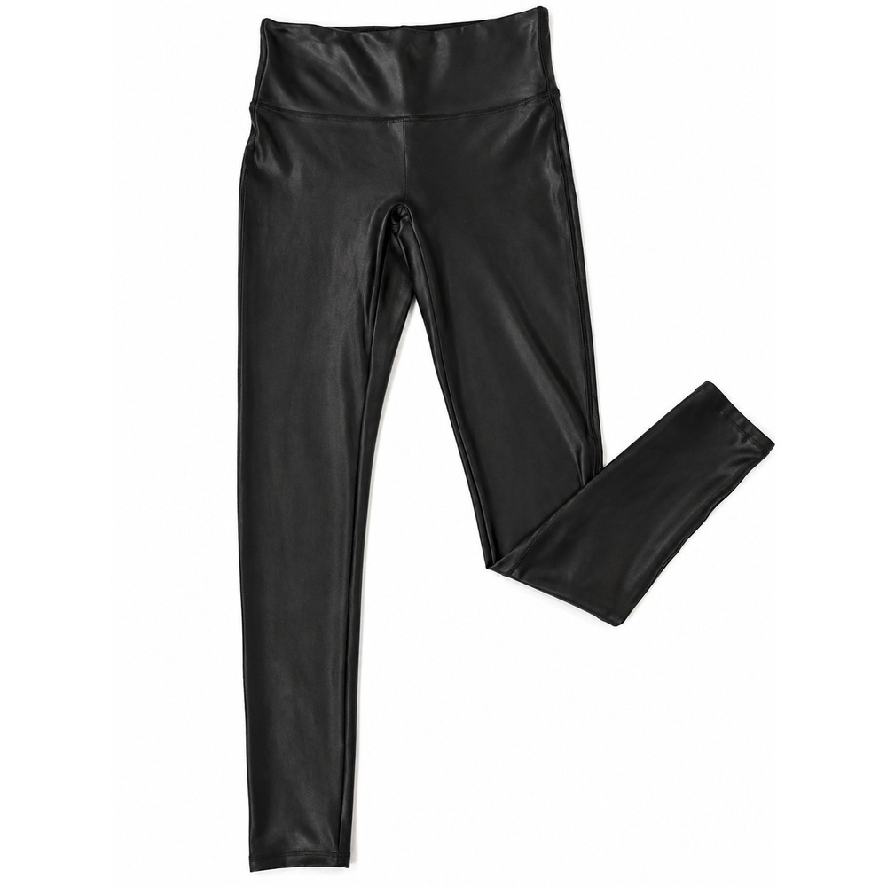 SPANX Faux Leather Leggings Women's Small Black High Rise Shaping Skinny Pants